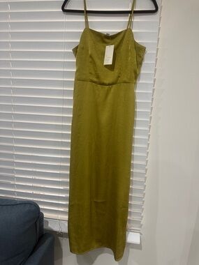 a new day Olive Green Satin Slip Maxi Dress